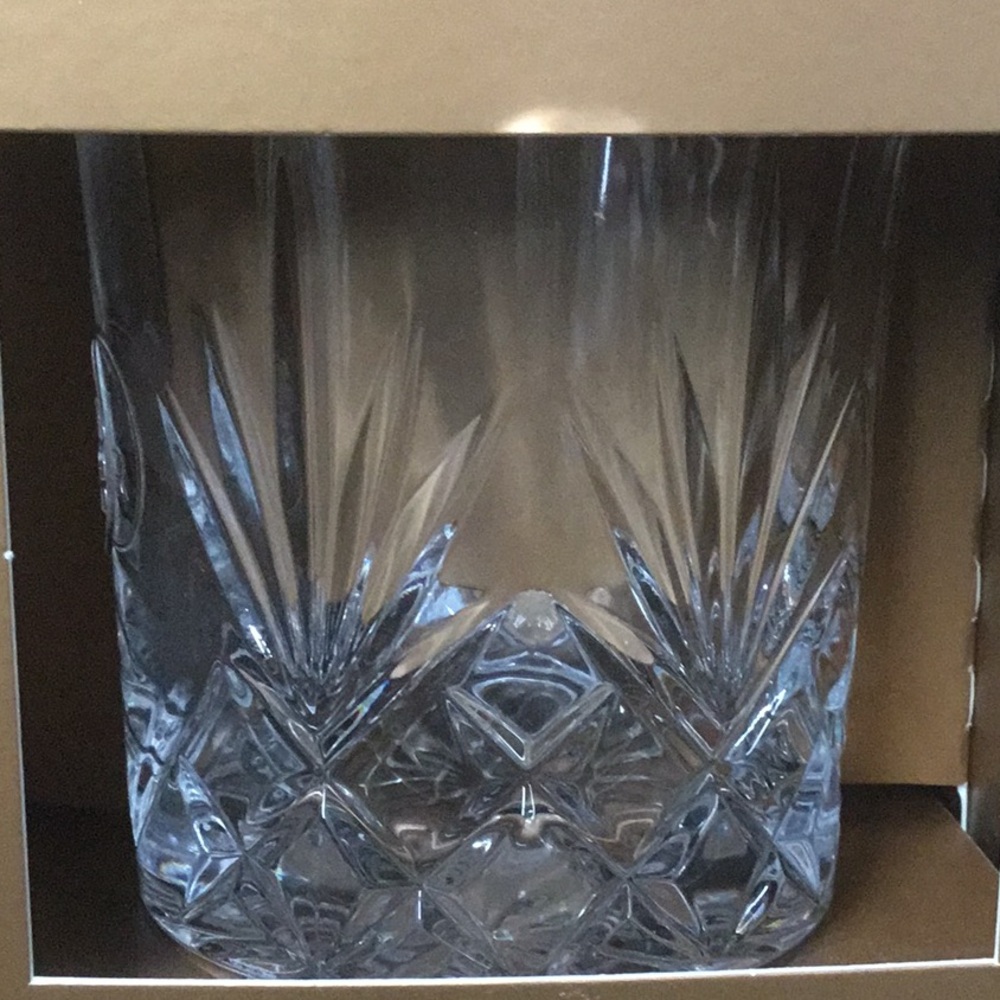 NIB One Wood Ford Crystal Rocks Glass
